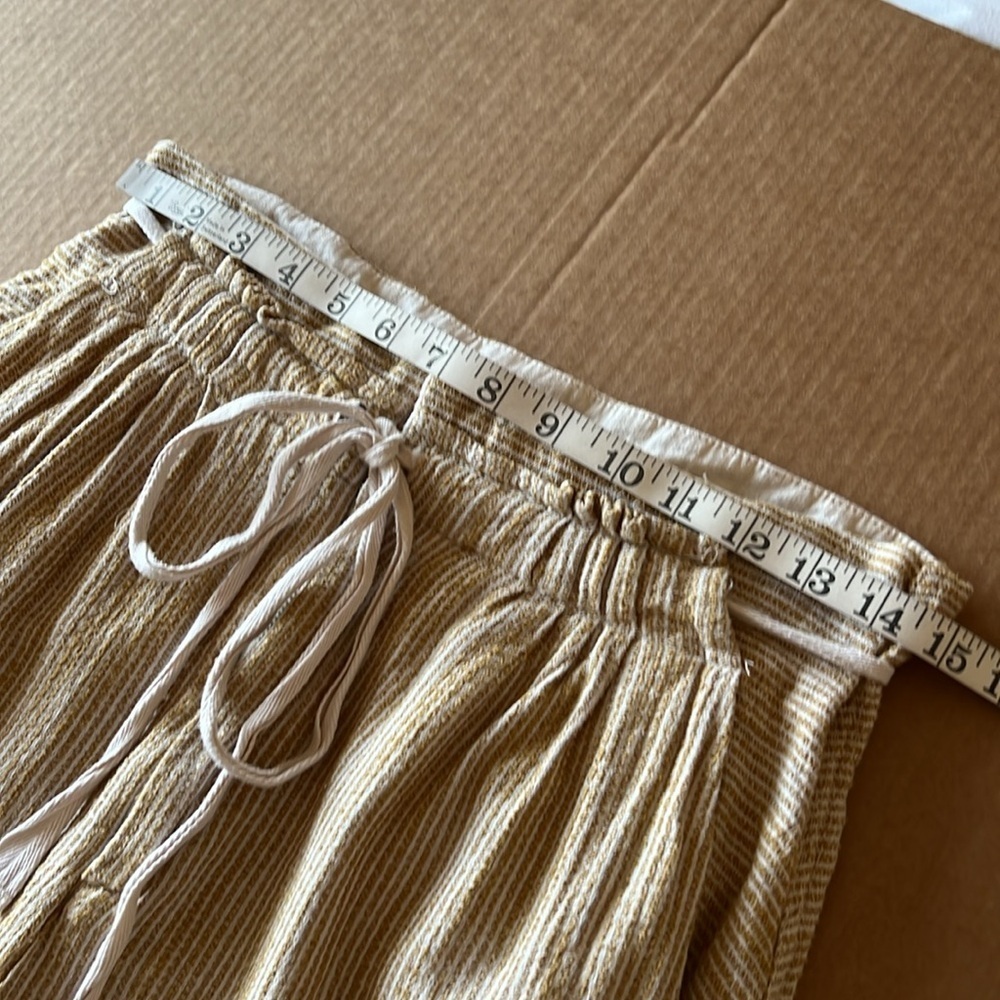 Free People CARAWAY Skinny Slim Pants mustard yellow Striped Drawstring- Sz 6 - Picture 7 of 15